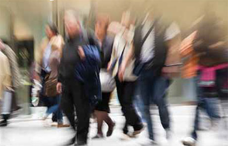 Blurry image of people walking Blurry image of people walking